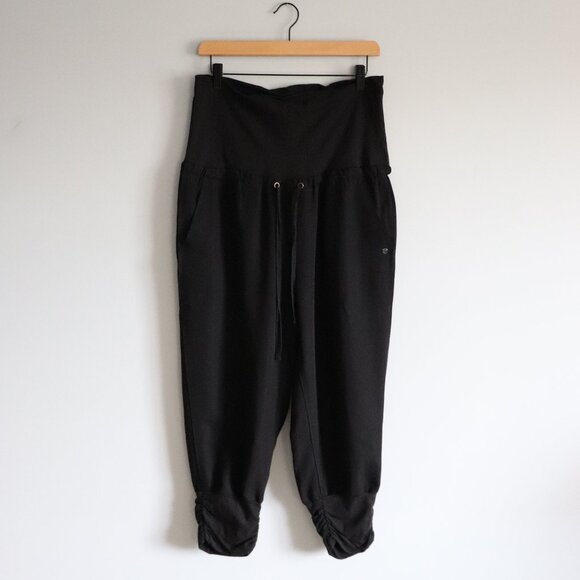 Cream Women's Sz 42 Black Line Maternity Stretch Bohemian Luxury Jogger Pants - Picture 1 of 13